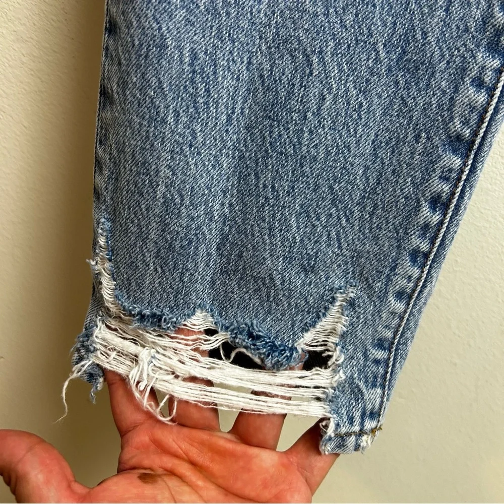 FRAME Le Original Cropped distressed high-rise straight leg jeans size: 27 - Picture 4 of 12